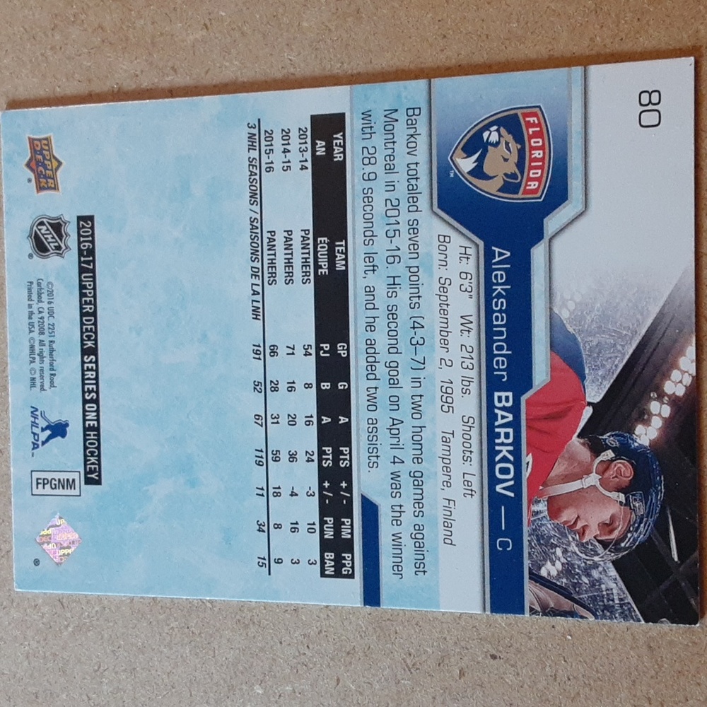 Aleksander Barkov Panthers Hockey Trading Cards - Picture 16 of 16